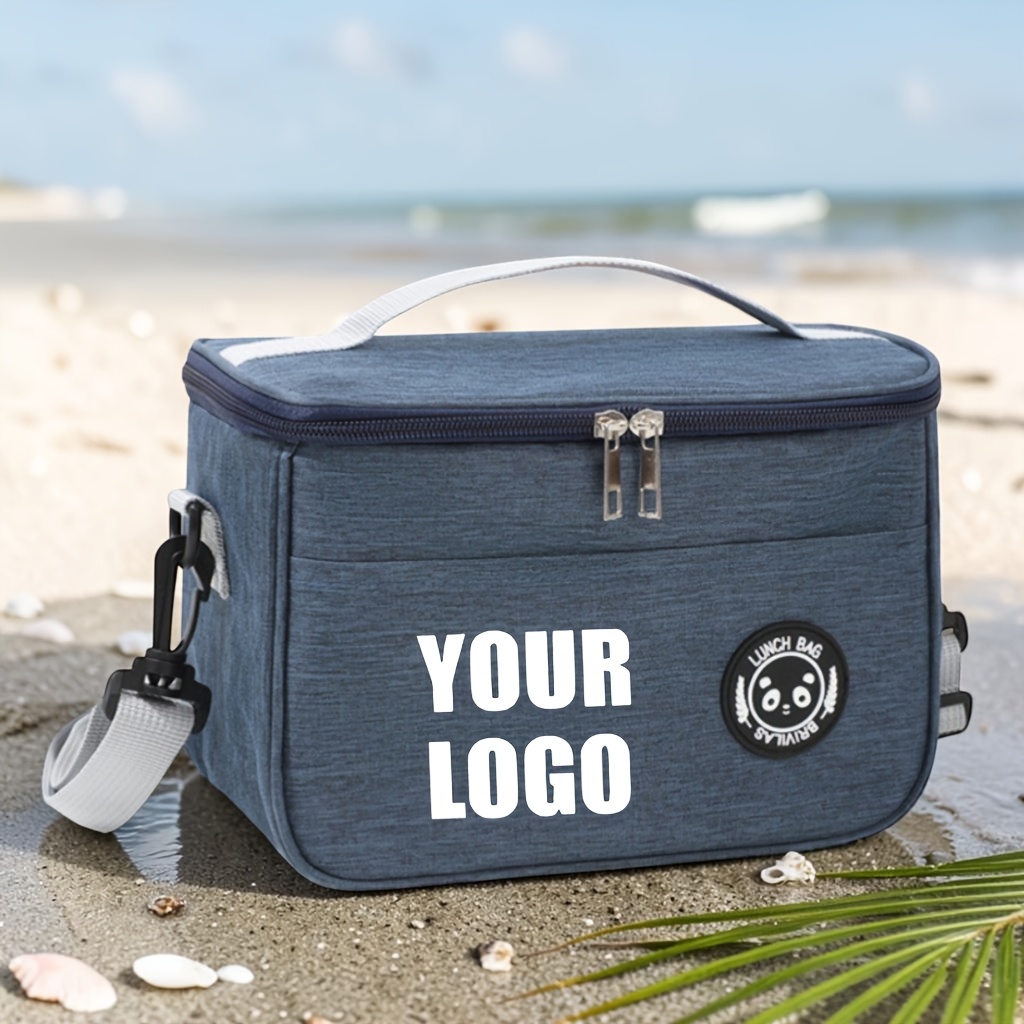 TEMU Custom Print Logo Text Photo Icon Insulated Lunch Bag Lunch Box Bag Lunch Tote Bag Zipper Closure Lunch Bag Large Capacity Crossbody Strap