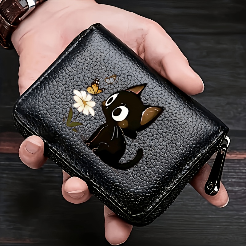 TEMU Billetera RFID Pequeña con Cremallera y Diseño de Gato una , Estilo , con Ranura para Tarjetas, para , Tarjetero, Porta Tarjetas de Crédito,