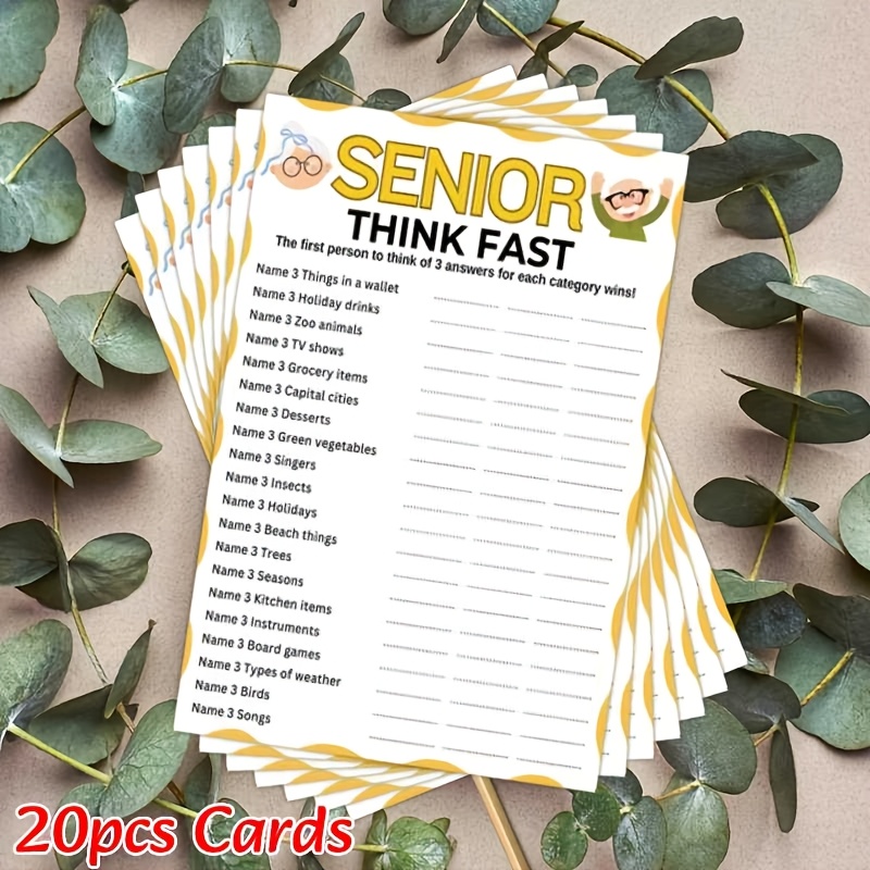 TEMU Lot de 20 cartes de fête pour retraites, réunions de classe et fêtes - Jeu amusant et rapide pour rassemblements, jeu de société en carton en