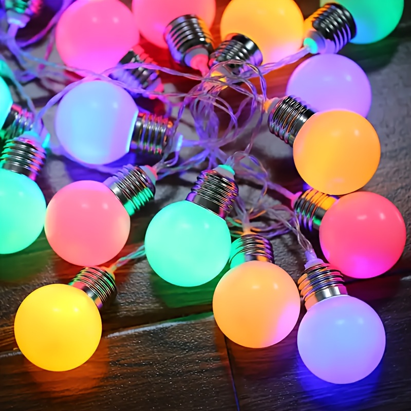 TEMU 78.74-inch 10pcs Led Retro Bulb String Lights, Battery Powered, Plastic Material, Battery Not Included