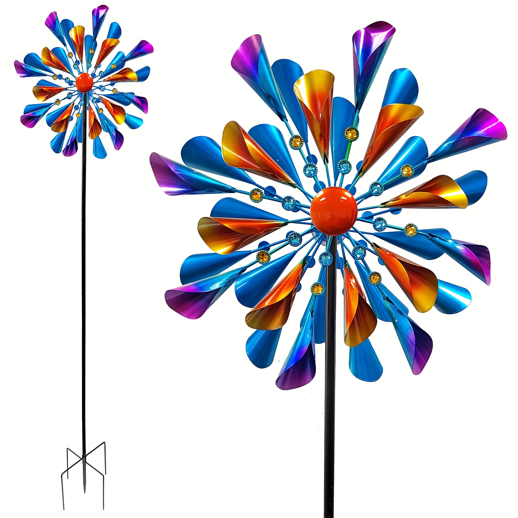 Image of 66" Dual-spin Metal Wind Spinner - 360° Rotating For Garden, Patio & Lawn Decor, Outdoor Yard Art With