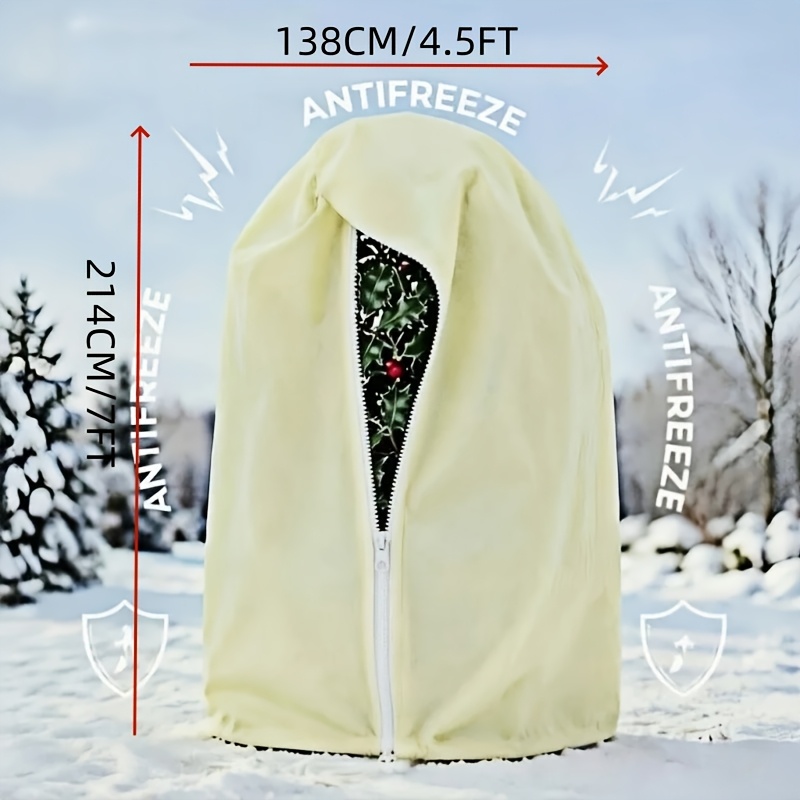 TEMU Grande Housse d'Hiver Jaune pour Plantes—4,5×7ft, Toile d' Épaissie pour Jardin, - et Isolante, avec Cordon de Serrage et Fermeture Éclair,