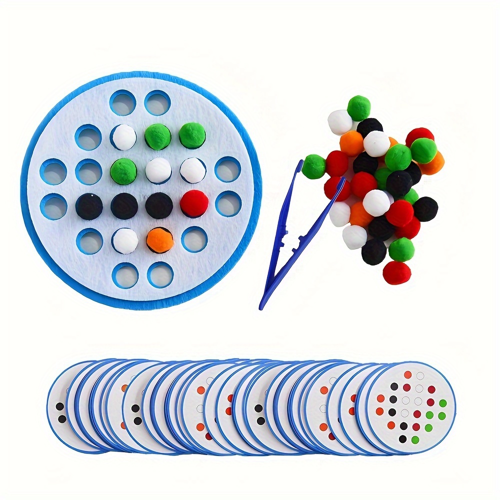 Image of Children Clip Ball Educational Toy Set, Card Ball Color Recognition And Sorting Matching Teaching Tool, Kids Hand Eye Coordination Training Game Christmas Gift