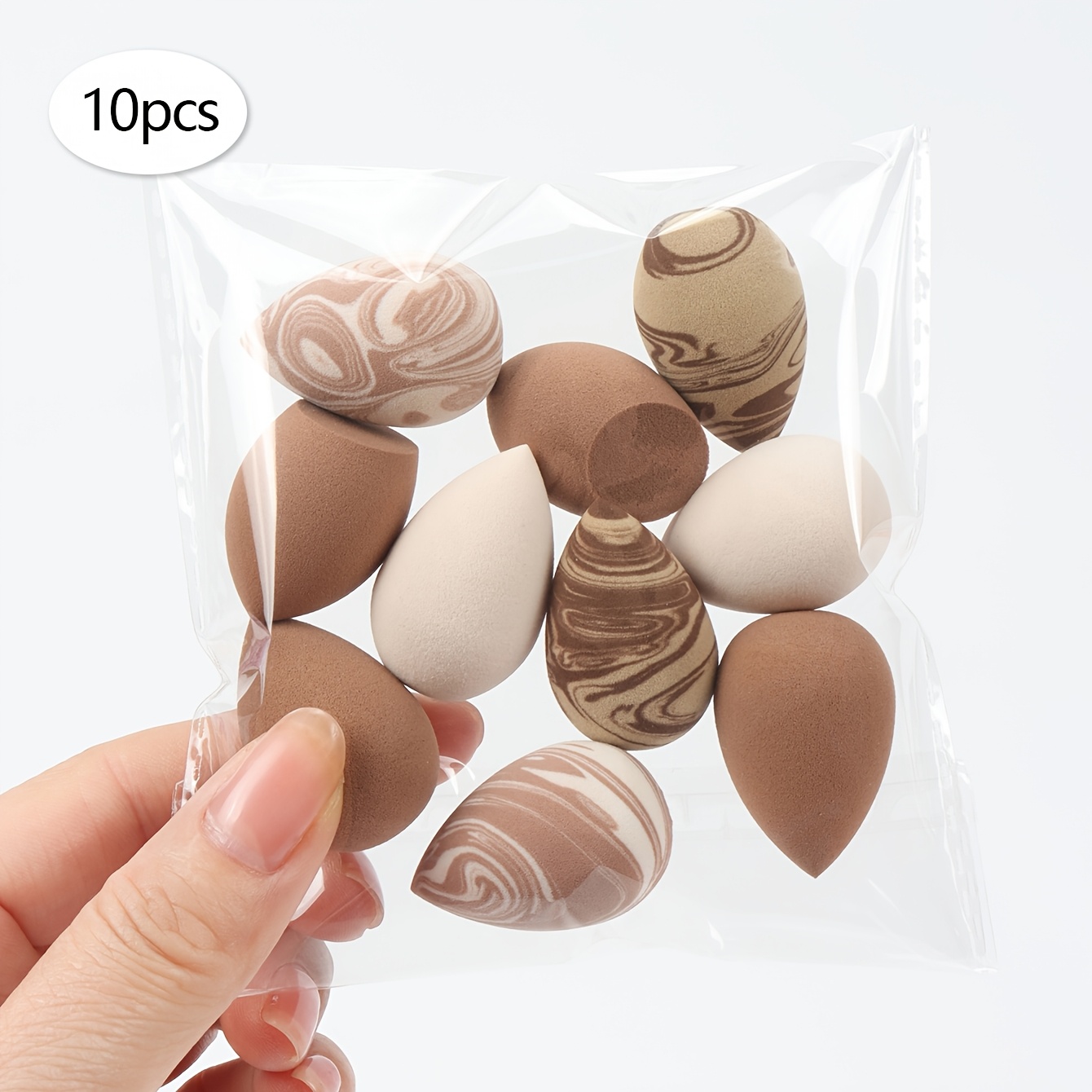 TEMU 0,78 x 1,18 inch dubbellaagse mini-make-upsponzen (10//50/100 stuks), ontworpen voor een gelijkmatigere en naadloze basis make-upapplicatie,