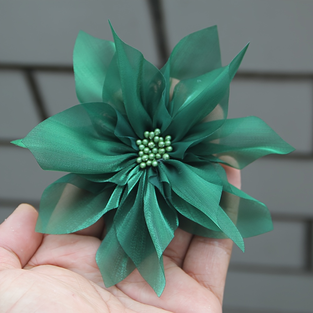Image of 1pc Handmade Water-gloss Mesh Flower Brooch, Exquisite Fabric Flower Brooch Accessory, Suitable For Decorating Hats, Clothing, And Other Items On Occasions, Fashion Accessory