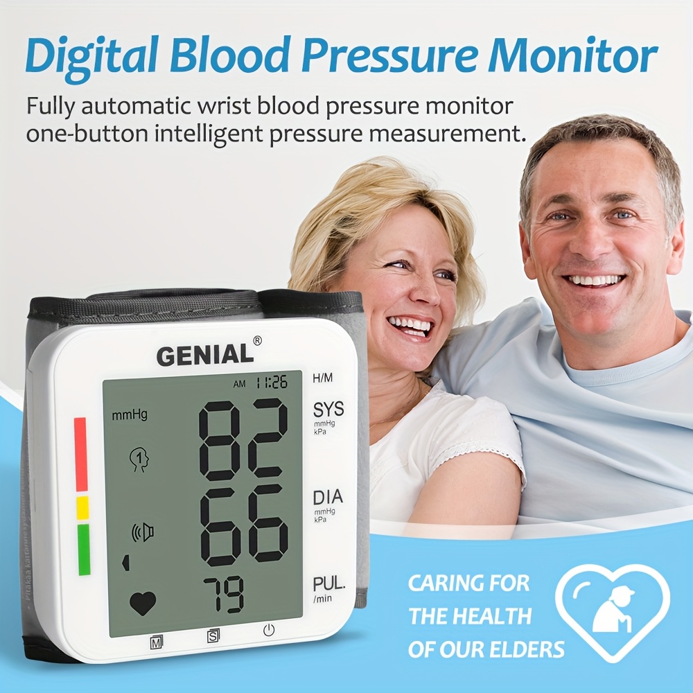   wrist   with large lcd display voice guidance adjustable cuff 5 31 7 68 inch auto inflation 99x2 memory high blood pressure alert portable with carrying case for home use health monitoring userfriendly design comfortable wristband durable construction Product details 0