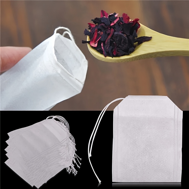 100pcs food grade non woven fabric tea filter bags spice infuser teabags for loose leaf tea and spices details 2