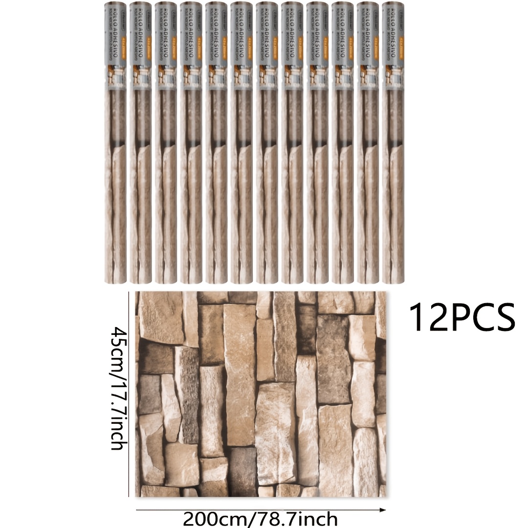 Image of 12 Pvc Wallpapers (45×200cm), Wall Decoration Film, Waterproof, , Suitable For Living Room Background Walls, , , Wooden Houses, Homestays, And Is A Home Wallpaper Renovation Decoration Material