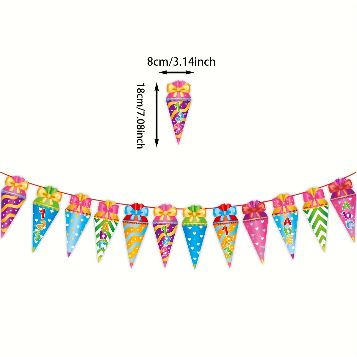 Back To School Party Banner & Candy Flag Decorations - Vibrant Balloons, Bunting Flags, Number 99 Sign - Paper Decor For Classroom, Home, Or - No Electricity Needed