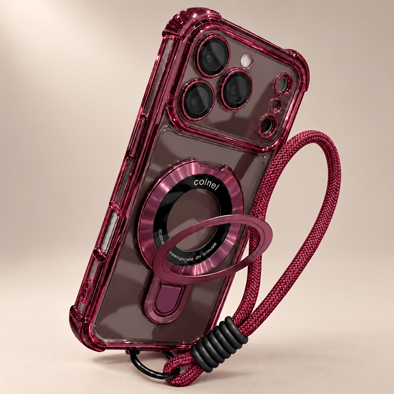 TEMU Phone Case: Phone Case - 3pcs Set: Phone Case + Lanyard + Stand. Four-corner Drop-proof Ultra-wide Stand Lanyard Protective Case. Suitable For