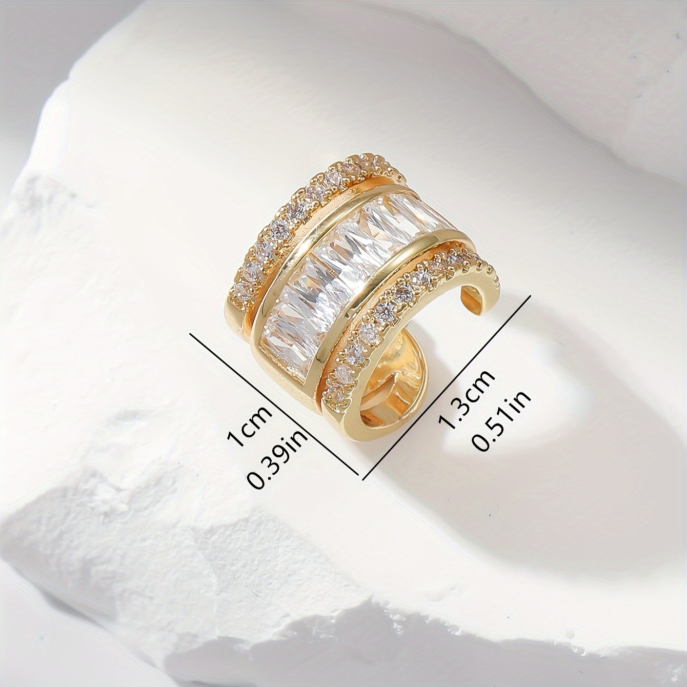 3 Layer Ear Bone Cuff with Cubic Zirconia