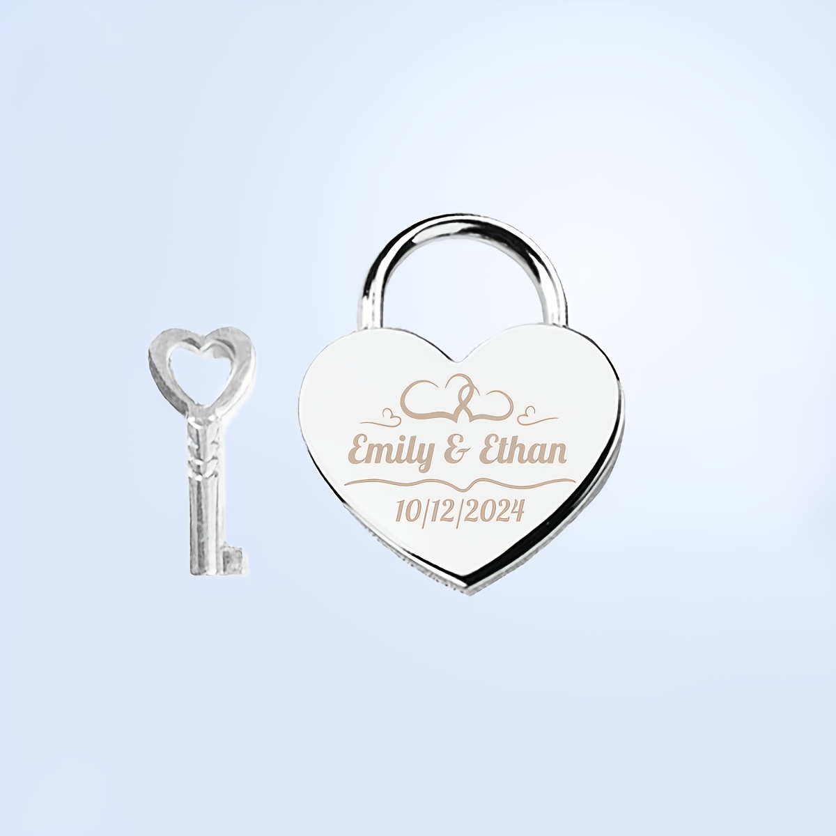 Customizable Heart Lock with Personalized Name and Blessing