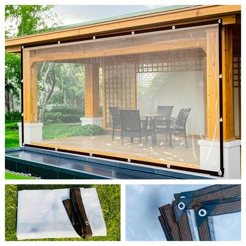 . transparente, wasserdichte vorhang mit dichtungsring, für garten/balkon/hof/hühnerstall regenabdeckung und windschutz, garten windschutz, praktische lösung, strapazierfähiges material, wetterbeständige abdeckung, outdoor markise