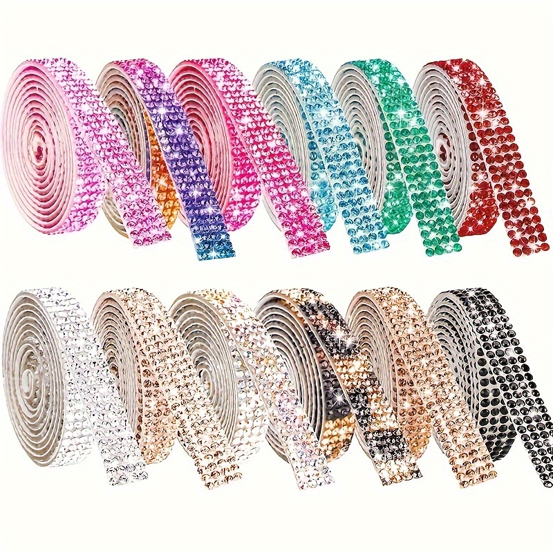 

6pcs Sparkling Rhinestone Trim Tape, Self-adhesive For Diy Fashion, Shoes, Hats & Home Decor Crafts