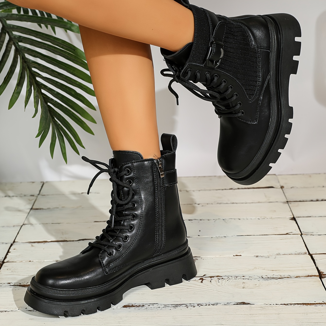 Punta Cuadrada Botas Tobilleras Shein Bota Al Tobillo Con Perlas - Main Image