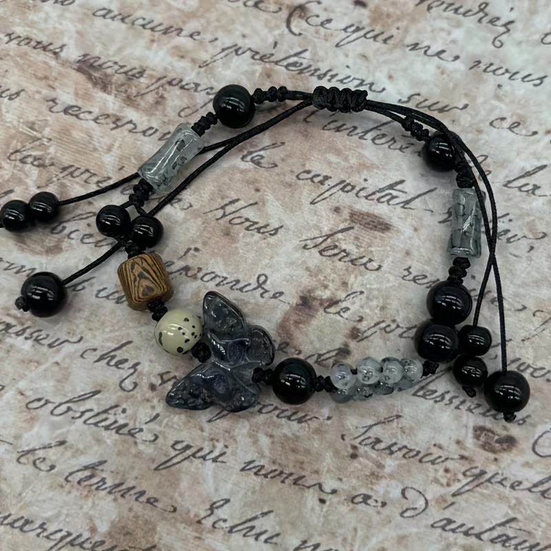 Boho Butterfly Charm Bracelet Handcrafted Beaded Rope
