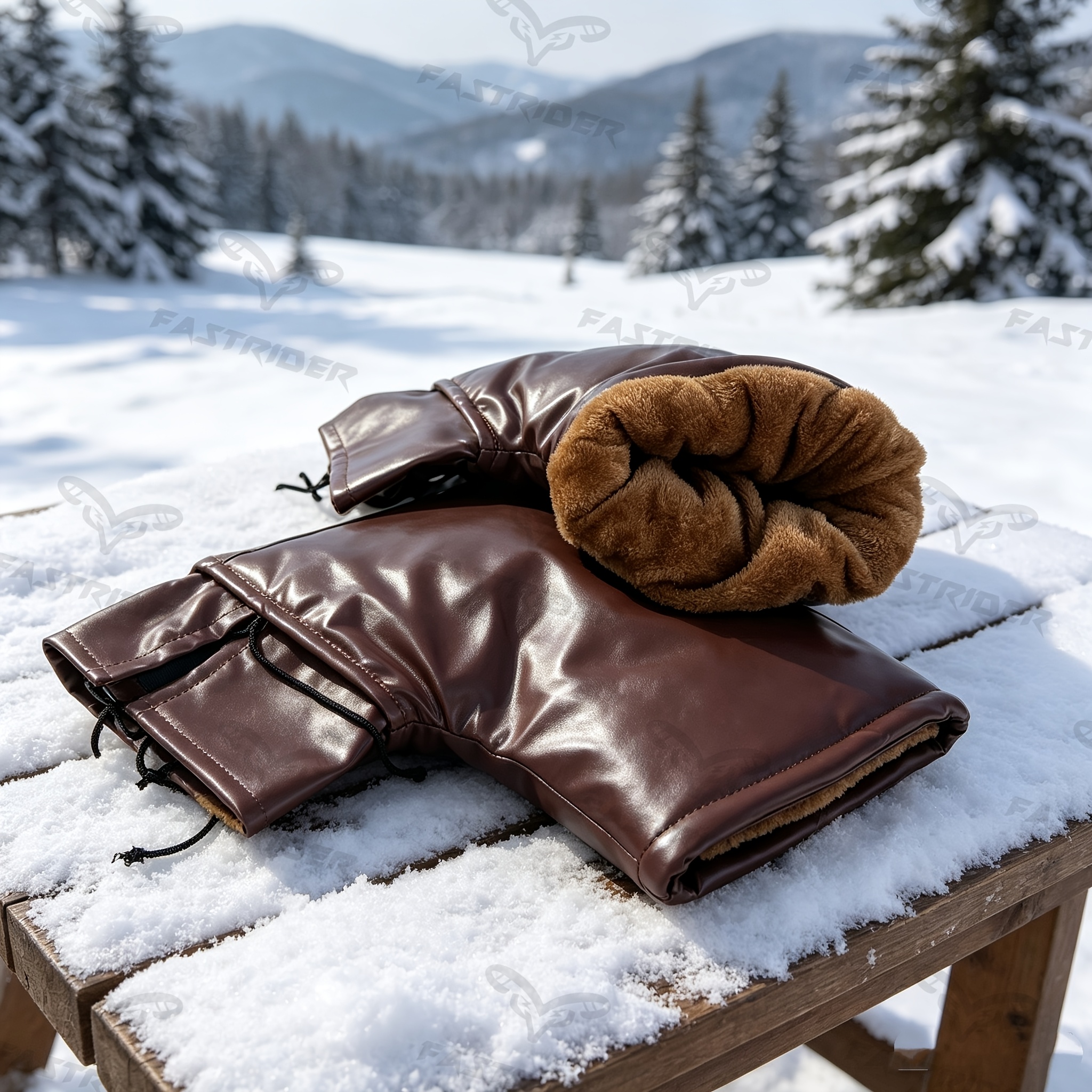 TEMU 2pcs Muffes de Guidon de 'Hiver, Gants de Guidon Parachute Coupe-Vent Épais Doublés en Peluche, Couverture Chauffante pour Mains pour dans pour