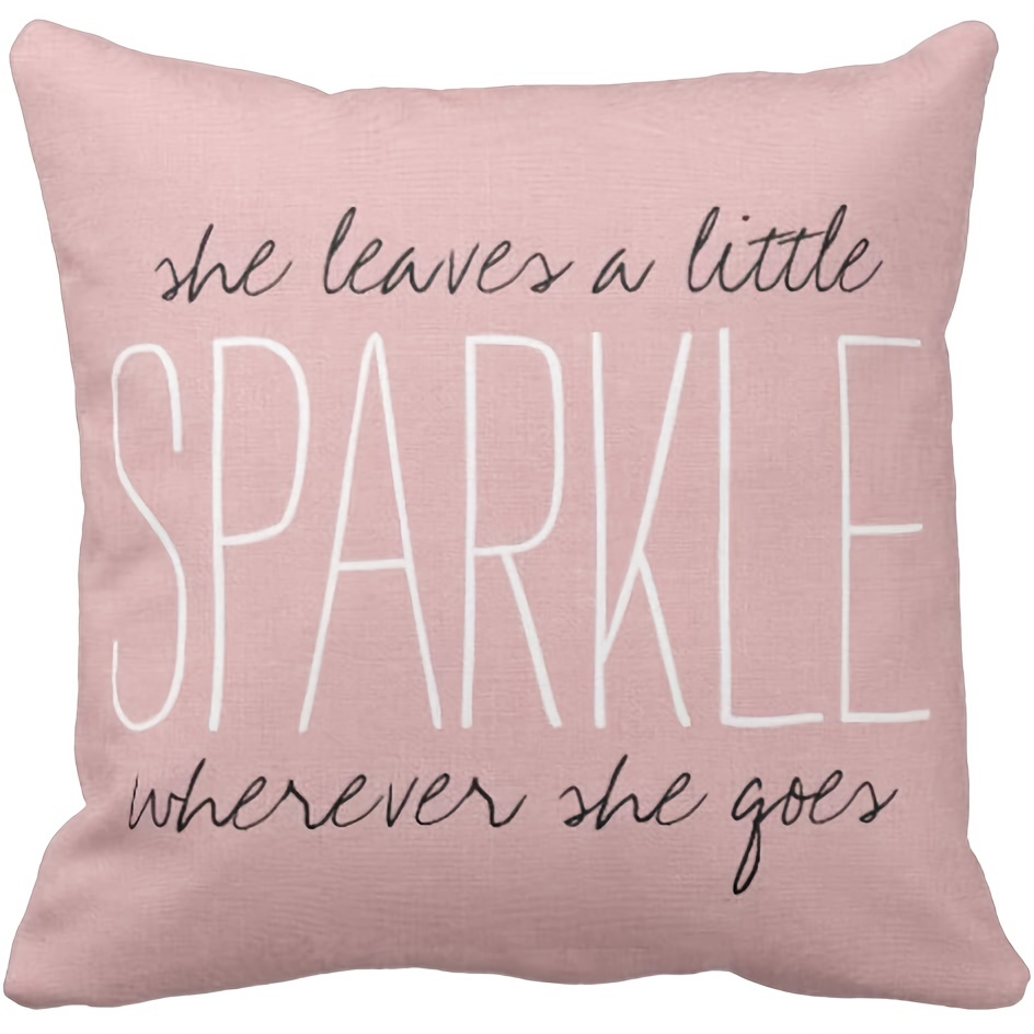 

1pc Throw Pillow Cover Cute Pink Blush Sparkle Monogram Decorative Pillow Case Home Decor Square Gift Short Plush Decor 18 X 18 Inch (cushion Is Not Included)