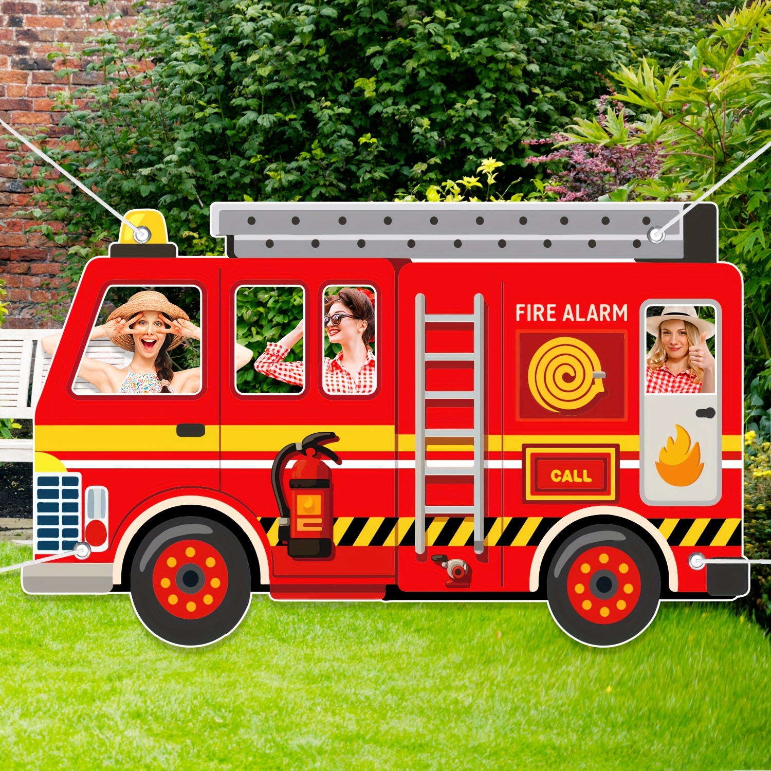 TEMU 1 Piece Of A -themed Photo Prop For Party Decoration, Measuring By 39.3 Inches, Made From Polyester. This Firefighter Photo Booth Prop Serves As