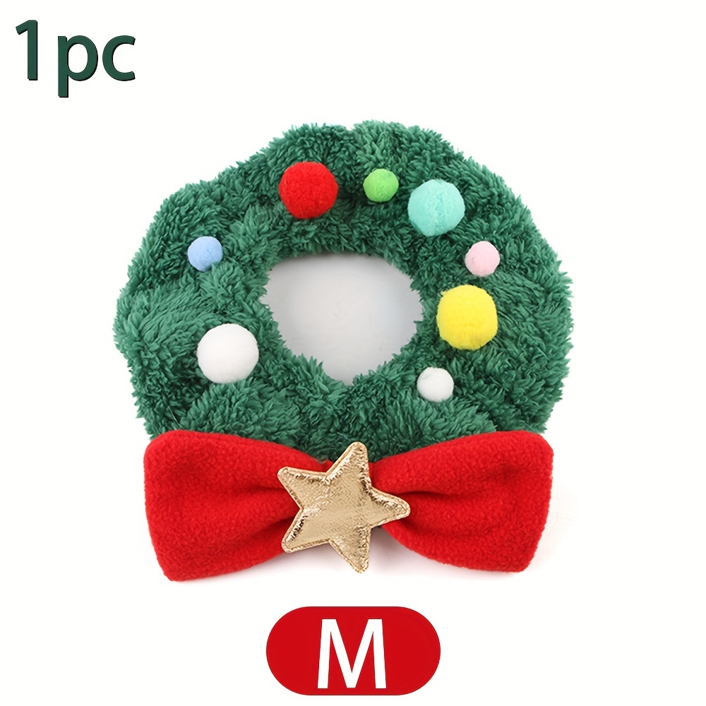 TEMU 1pc Christmas Collar Cat Scarf Cute Photo Accessories Teddy Bichon Pomeranian Scarf Pet Bib Headgear Cat Decorative Accessories Random Colors