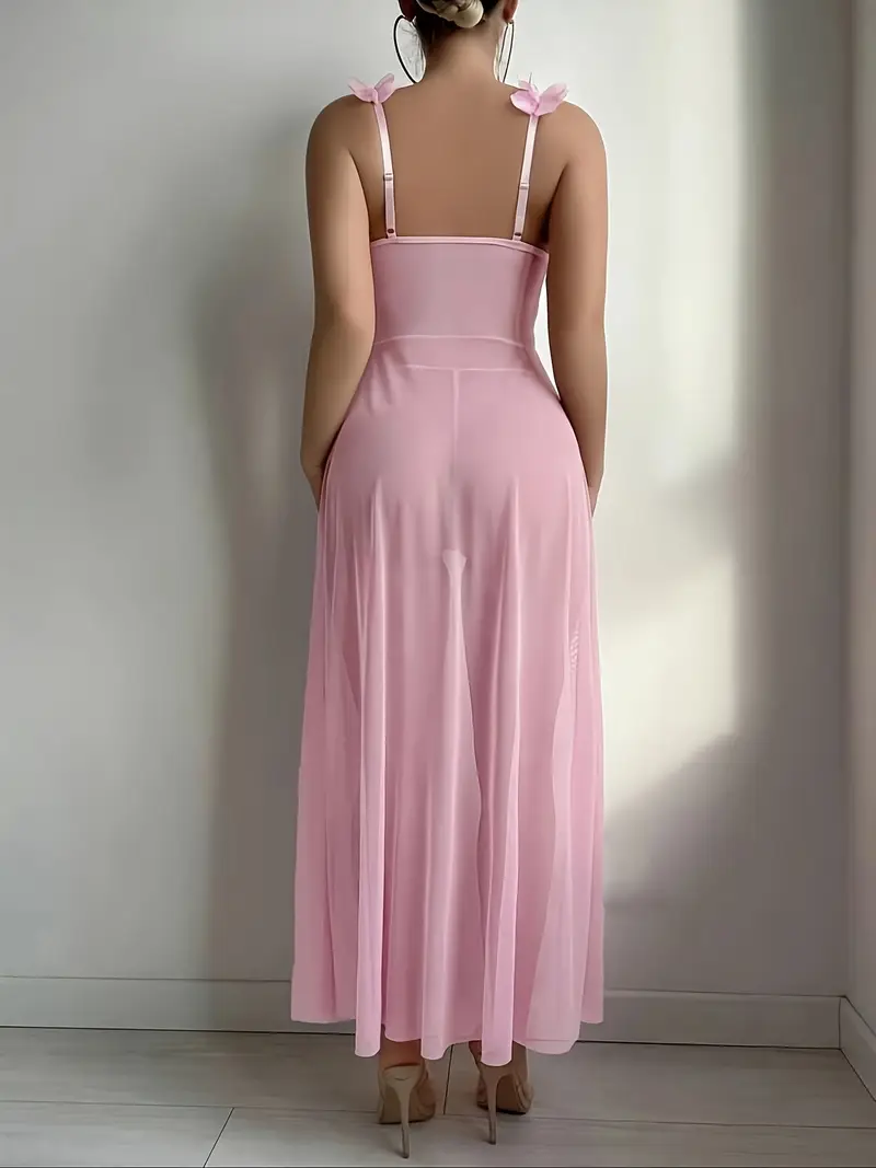 wedding lace splicing mesh three dimensional flower front button long nightgown 2pcs Product details 1