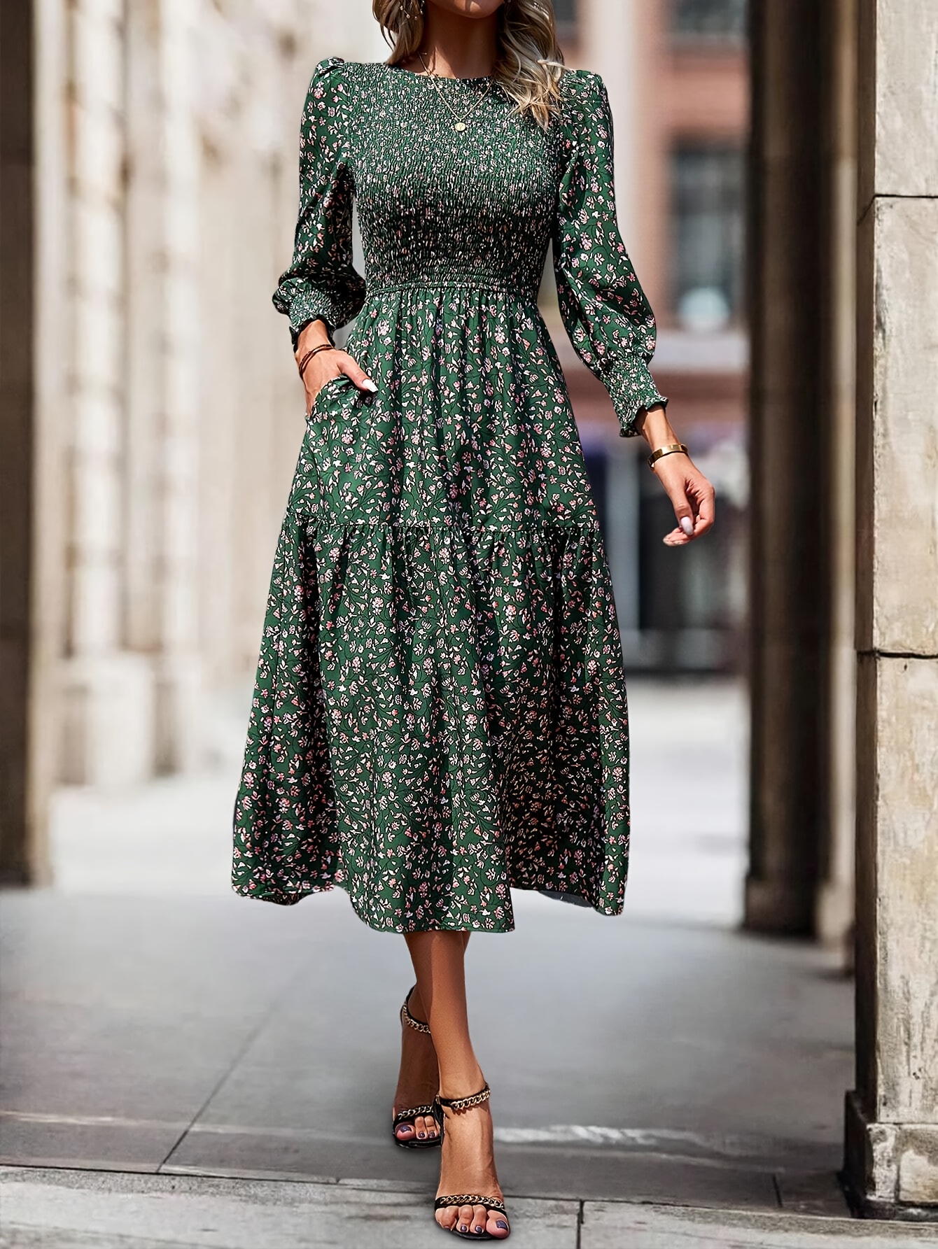 fitted lace wedding dress LuxE9 Classy Girl Puff Sleeve Midi Dress Camel – LuxE9 Boutique main image 1