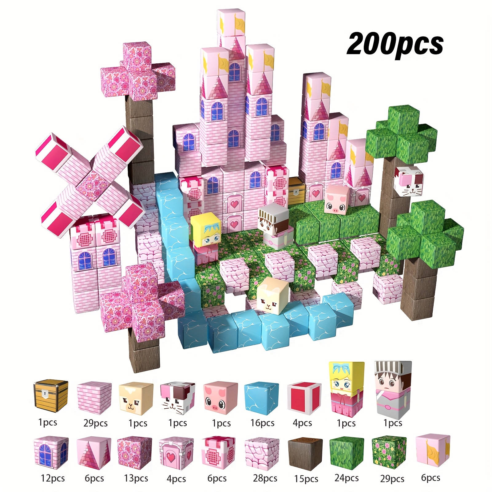 Magnetic Building Blocks Set, 200/100/64/48pcs for Creative Play