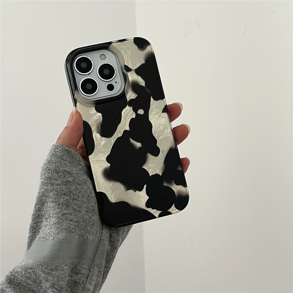 TEMU Phone Case - Fashionable Exquisite Autumn Winter Black Spotted Pattern Phone Case, Durable Anti-fall Protective Cover Easy High Aesthetic