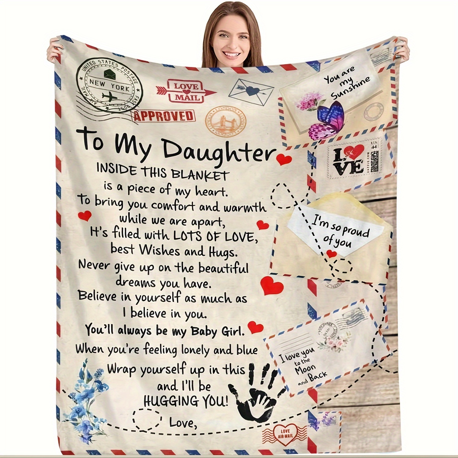TEMU A Soft Flannel Blanket With Creative Text On An Envelope, A Gift Blanket For My Daughter