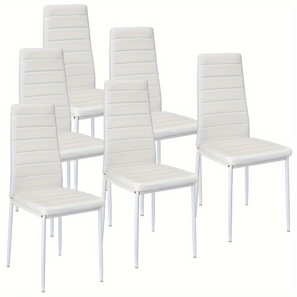 6 Faux Leather Padded Dining Chairs - Commercial-grade High And Office Chairs With 45cm Ergonomic Seat | Scratch-resistant