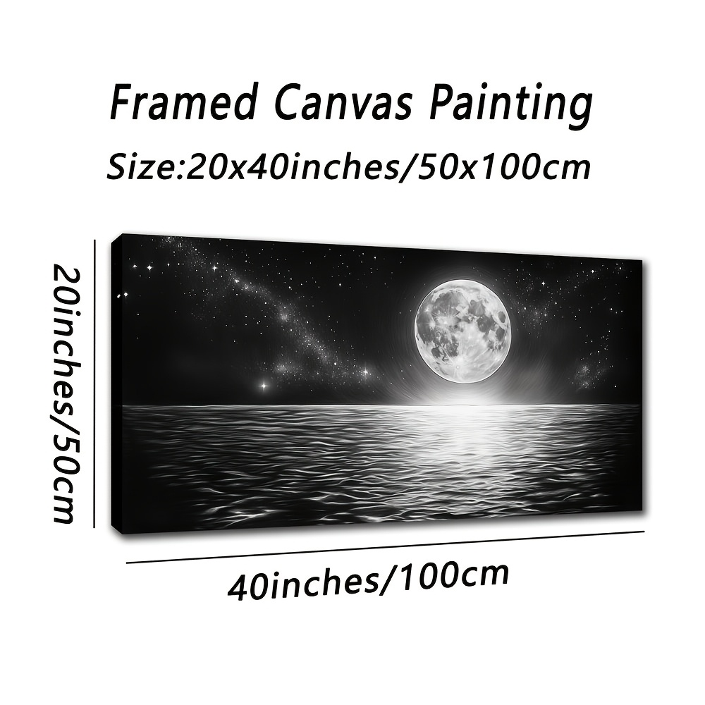 TEMU 2d Flat, 2d Flat, Large Size Framed Decorative Painting, Abstract Painting Style, Black And White Earth, Retro Oil Painting, Suitable For Living