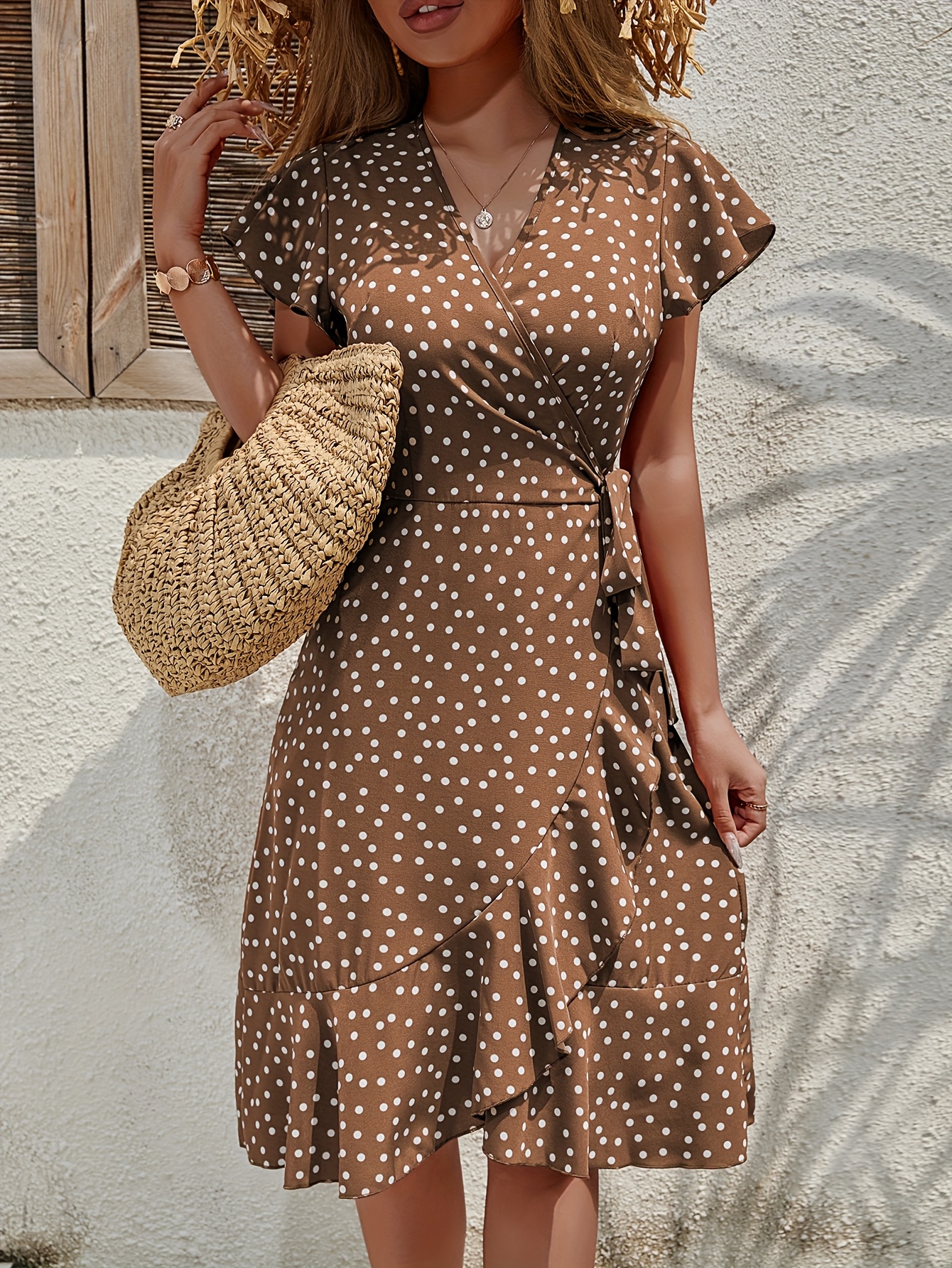 blue dress for baby girl Plus Size Chocolate Brown Polka Dot Long Sleeve Midaxi Dress – Fashion//SZN