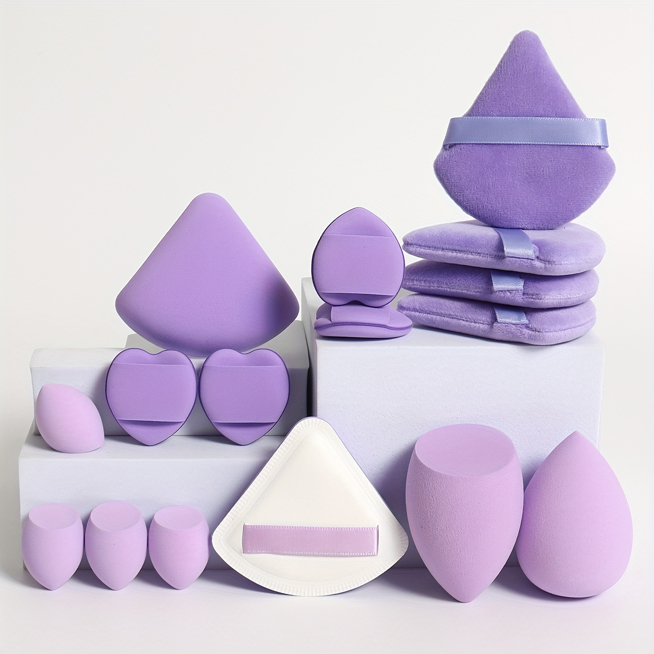 Image of 16pcs Cloud Puff Makeup Sponge Set,multi-colored Makeup Sponges,mini Sponges And Triangle ,for Liquid, Cream,concealer Highlight,eye Shadow,foundation And Powder, Wet And Dry Dual Use.