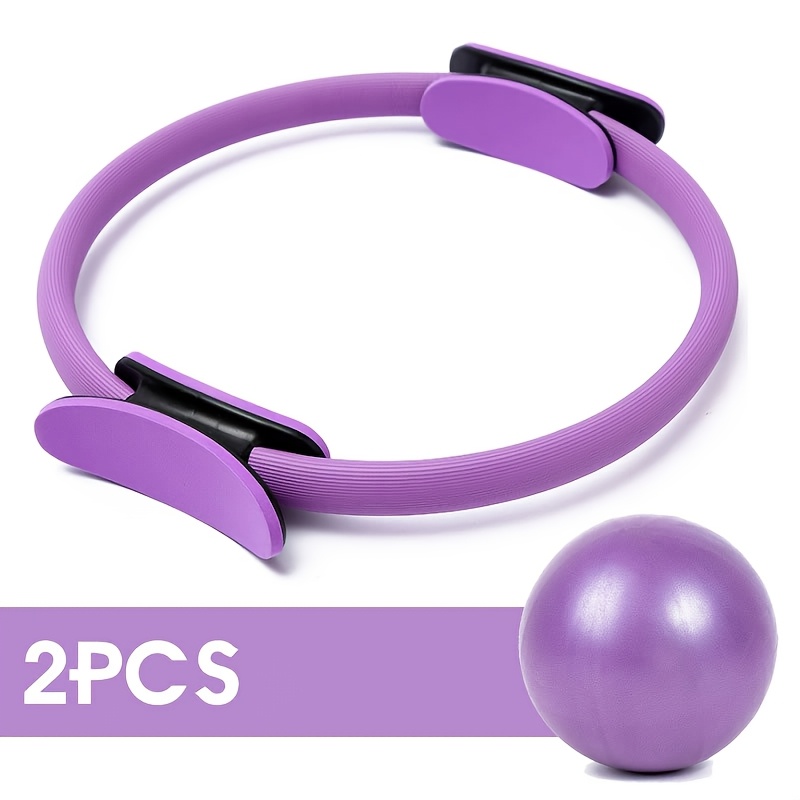 TEMU Juego de 2 piezas de Pilates con para estiramiento: aros regulares de 38 cm y rodillo de espuma de yoga tipo balón de 25 cm. balón de yoga