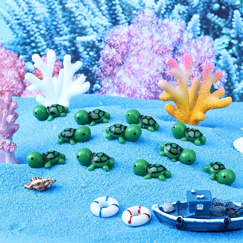 10Pcs Mini Turtles Luminous Ornament Figures Tiny Turtles Micro Fairy Garden Landscape Fish Tank Landscaping Accessories