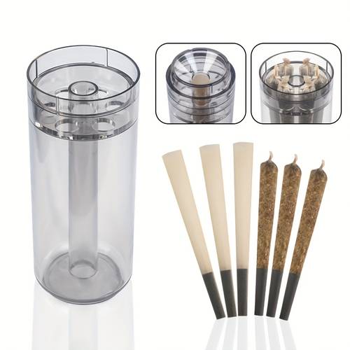 2 in 1 portable multi color storage canister heavy duty plastic construction compact manual crusher with leak proof lid home outdoor use ideal for smokers sturdy construction