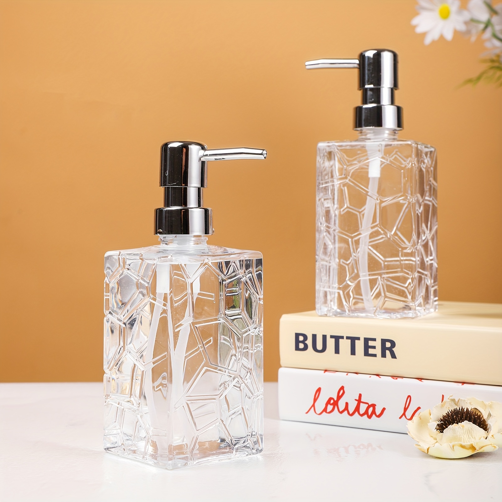 1pc 400ml reusable refillable soap dispenser bottle with     plastic pump dispenser for bathroom kitchen high quality hand soap or lotion container soap dispenser bathroom details 3