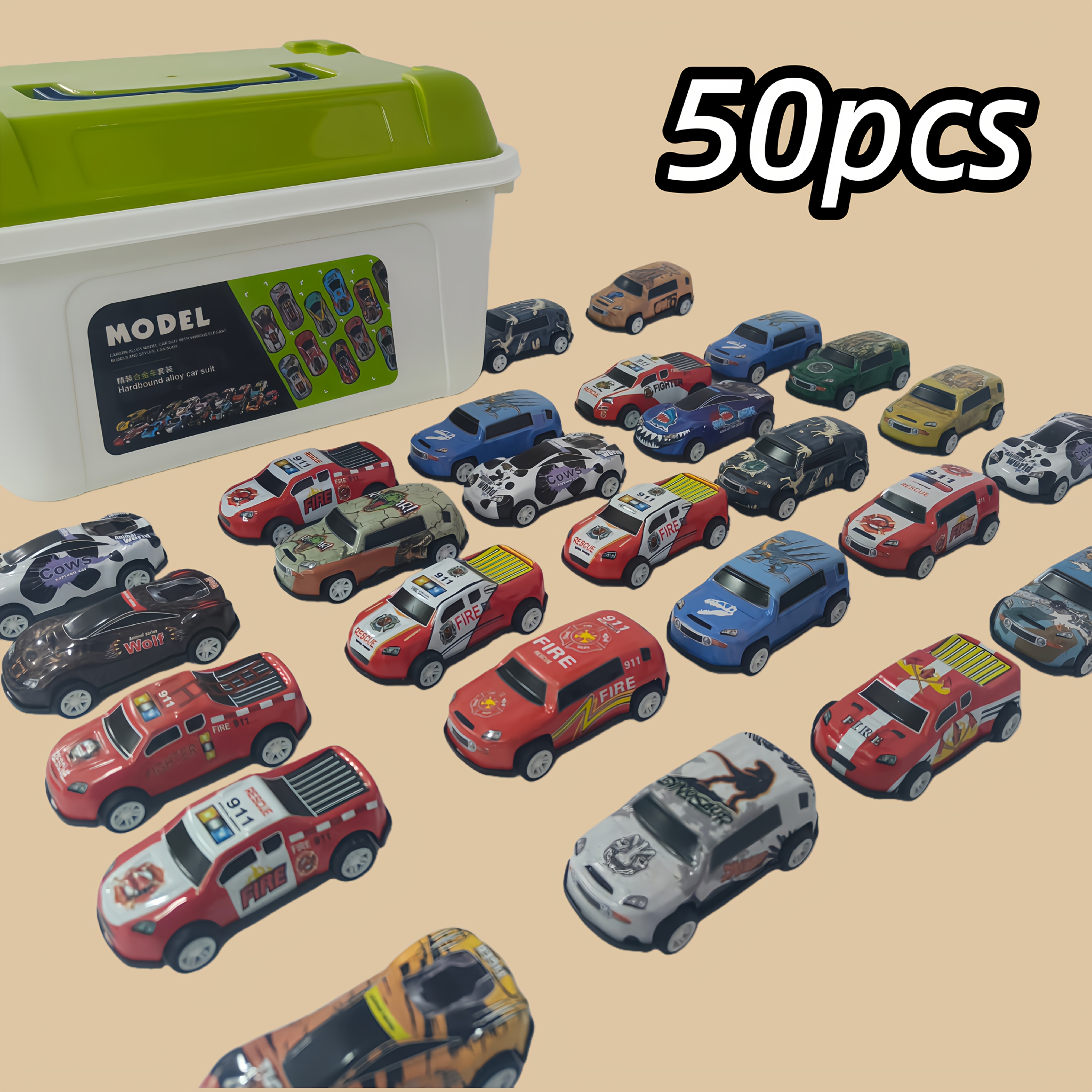 Image of /50pcs Mini Car Set, Including Trucks, Police Cars, And Race Cars - Durable Model Toys, Suitable For Boys' Birthday Party Games, Play, And Collection (gifts).