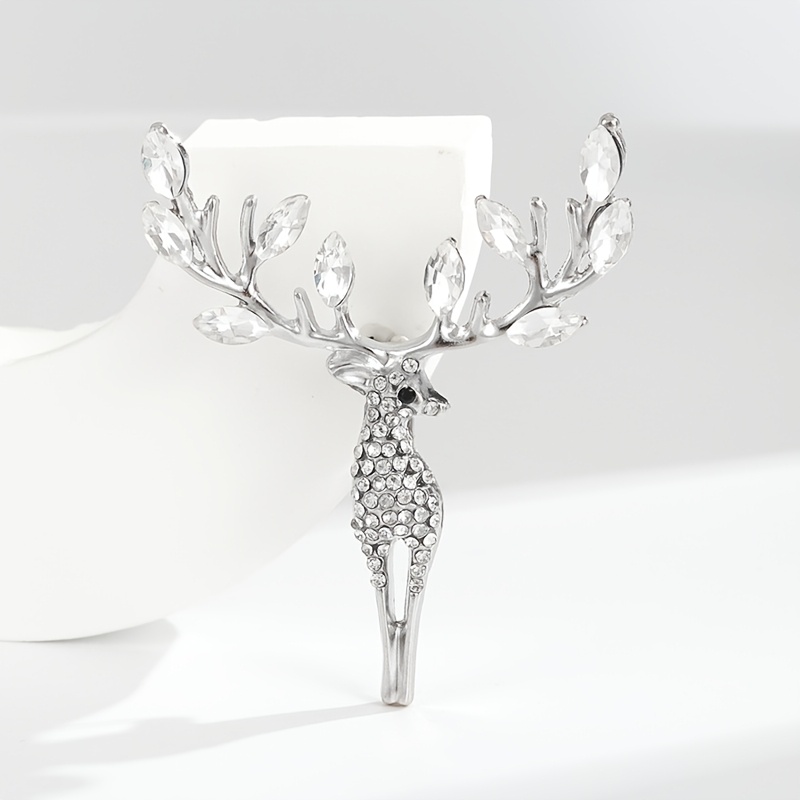 TEMU Christmas Gift Deer Brooch Exquisite Unisex Style Rhinestone Animal