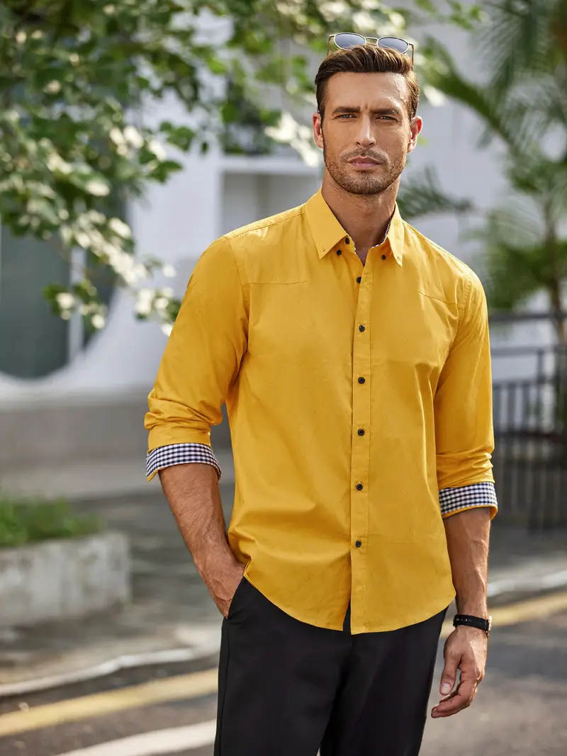 mens business dress shirt long sleeve casual fit button - Temu mens business dress shirt long sleeve casual fit button - Temu
