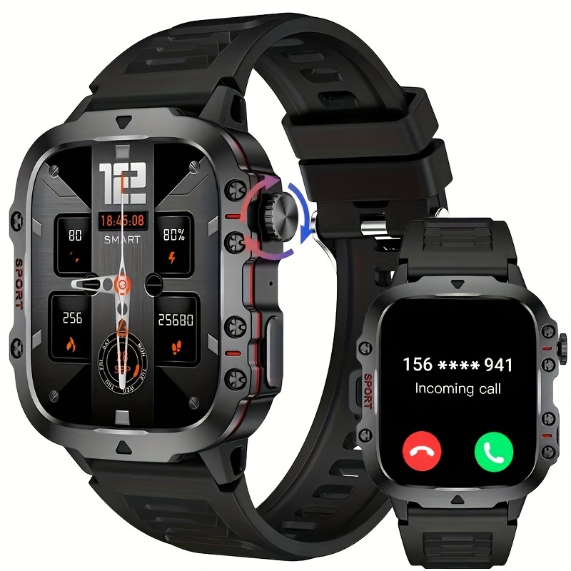  Reloj inteligente para hombre, rastreador de ejercicio:  (llamada/respuesta de llamadas) Bluetooth táctico militar reloj inteligente  para teléfonos Android, iPhone, exteriores, impermeable, digital,  deportivo, relojes para correr, monitor de