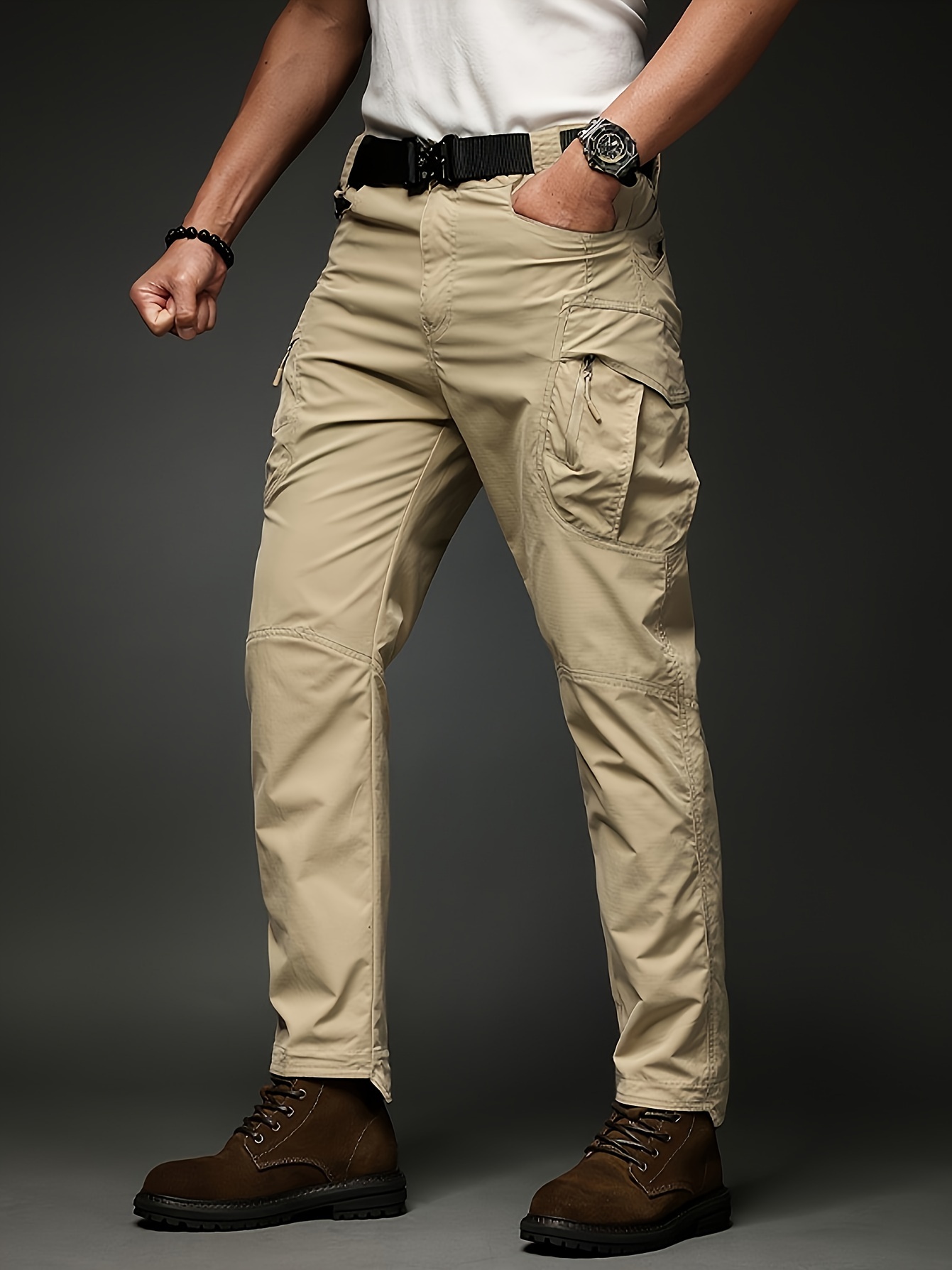  Pantalones tácticos de senderismo para hombre, con múltiples  bolsillos, pantalones de trabajo de combate, pantalones de senderismo, A :  Ropa, Zapatos y Joyería