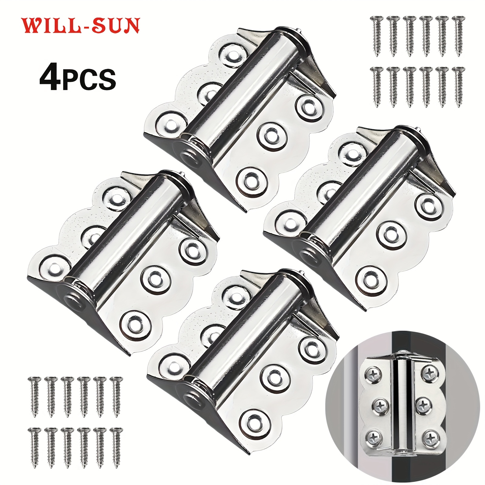4pcs Set, Metal Hinges With Automatic Spring, Window Hinges, Home Hardware Self-closing Door Devices