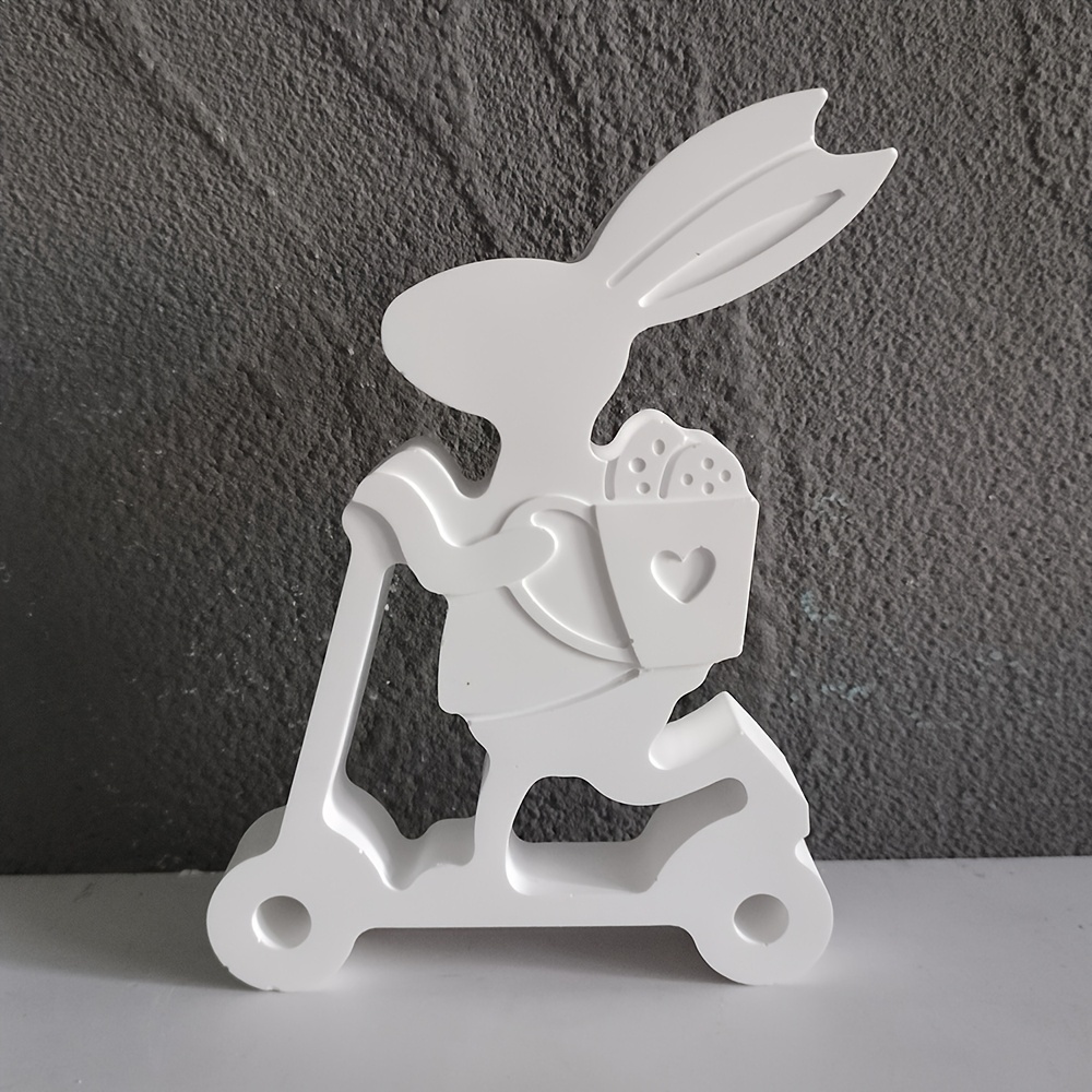 

1pc Easter Series Silicone Bunny On Scooter Mold, Diy Animal Figurine Casting For Plaster Decor, Candle, Aromatherapy - Craft Silicone Mould, No Power Supply Needed