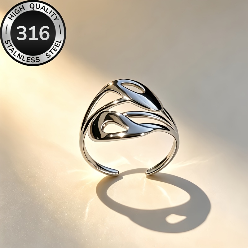 Women's Hypoallergenic Stainless Steel Adjustable Open Ring