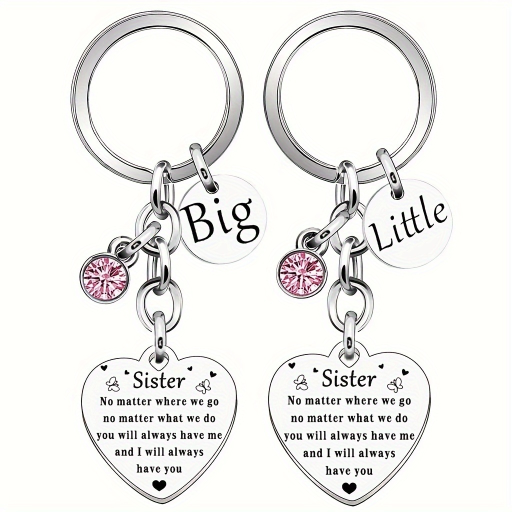 

Sisterly 2pcs Keychain Set - Steel, -shaped Inspirational - Or Christmas For And