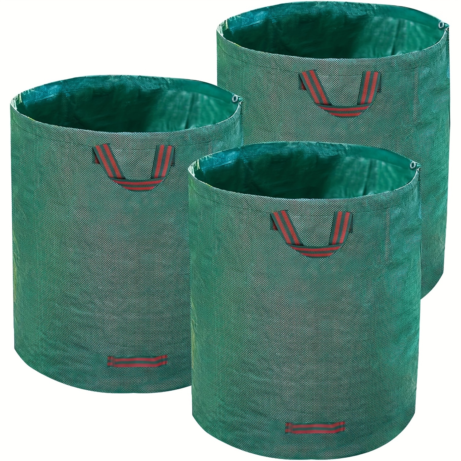 Image of 3 Sets Of 300-liter Garden Waste Bags Featuring Handles - Are Reusable, Collapsible, And Waterproof, Suitable For Gathering Leaves, Trash, And , As Well As For Camping And Gardening