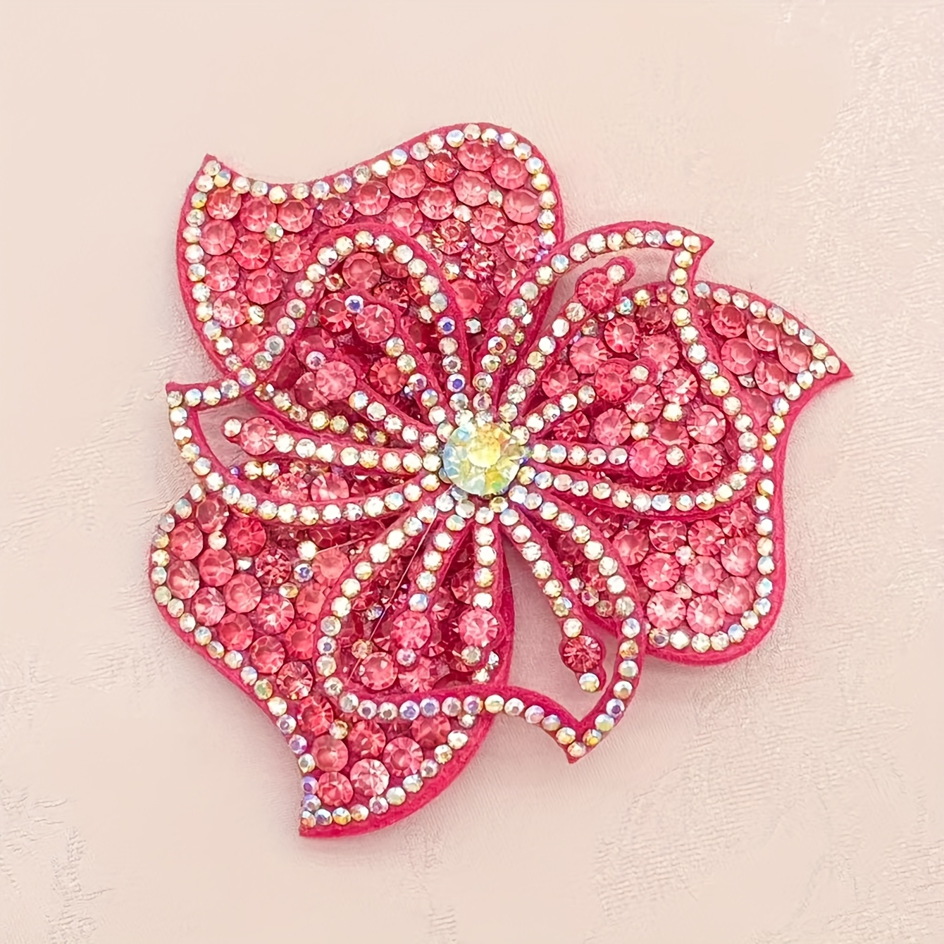 TEMU Fleur à six pétales de style nouveau avec strass thermocollants et paillettes, un patch à faire soi-même pour décorer les chaussures, les