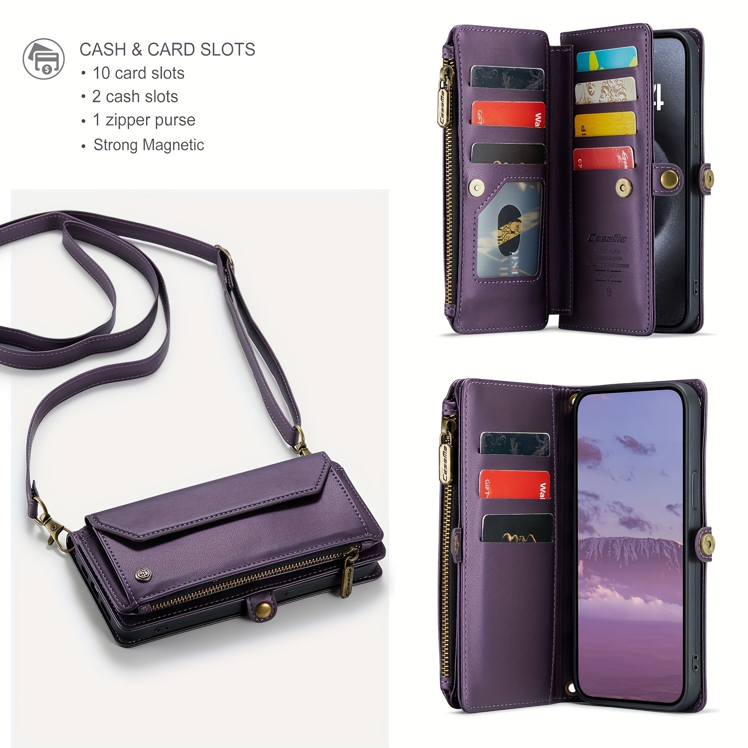 Wallet Phone Case Support Wireless Charging with Blocking Card Holder, Flip Folio Book Faux Leather Protective Phone Cover for iPhone 16e/16/11/12/13/14/15 Pro Max/15 Plus/13 Mini/7/8 Plus/SE 2022/SE 2020 - Image 138