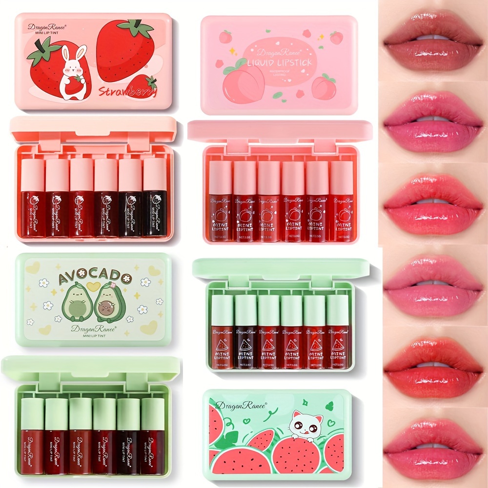 6 color lip gloss set korean lip gloss plump mini - Temu
